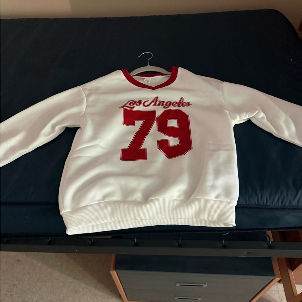 SHEIN KIDS Red and White Sweatshirt